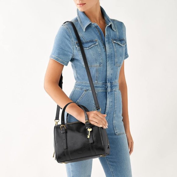 Fossil Women's Carlie Leather Satchel Handbag - Picture 6 of 6